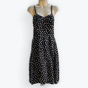 Vintage Red & White Hearts on Black Sundress Built-In Bra Whimsigoth~ Vintage 12